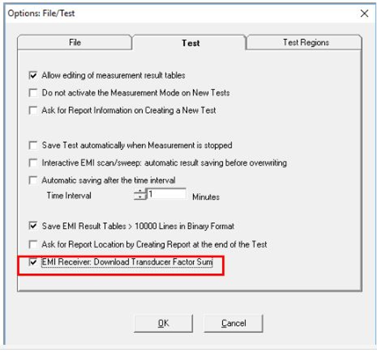 Download Transducer Factor to Test Receiver