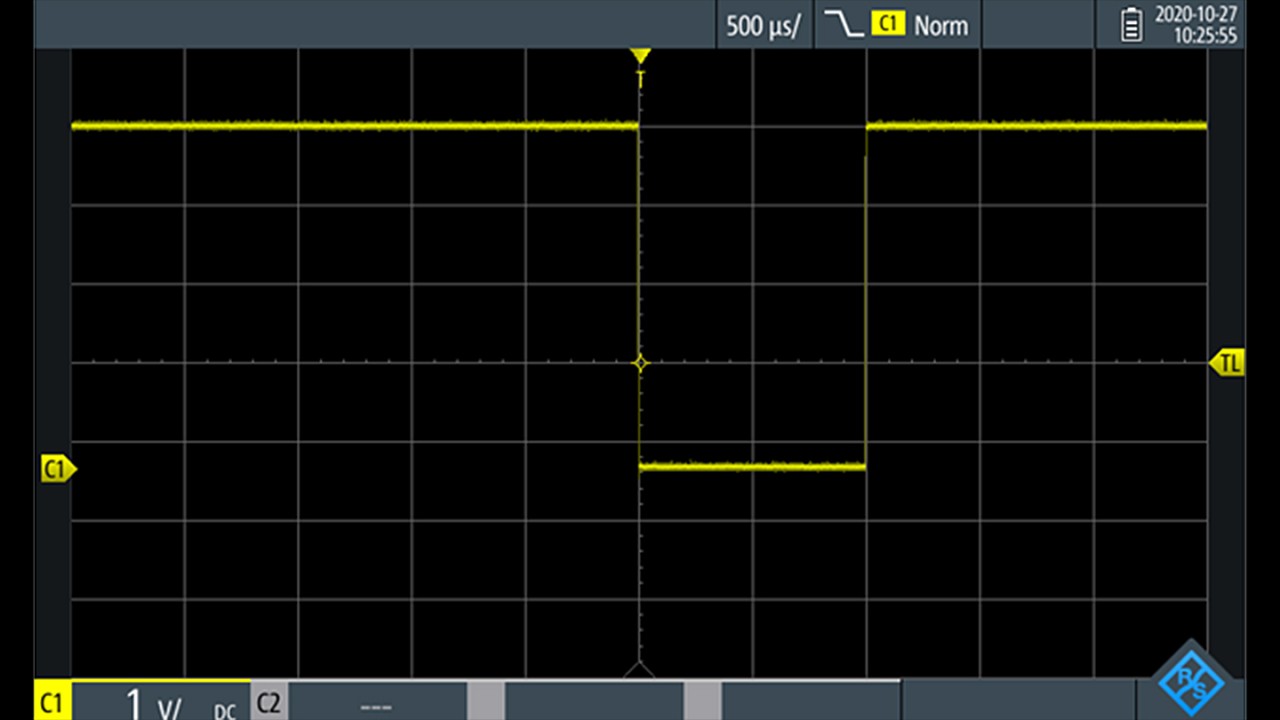 Scope screen shot of the signal (5V High / 0,7V Low)