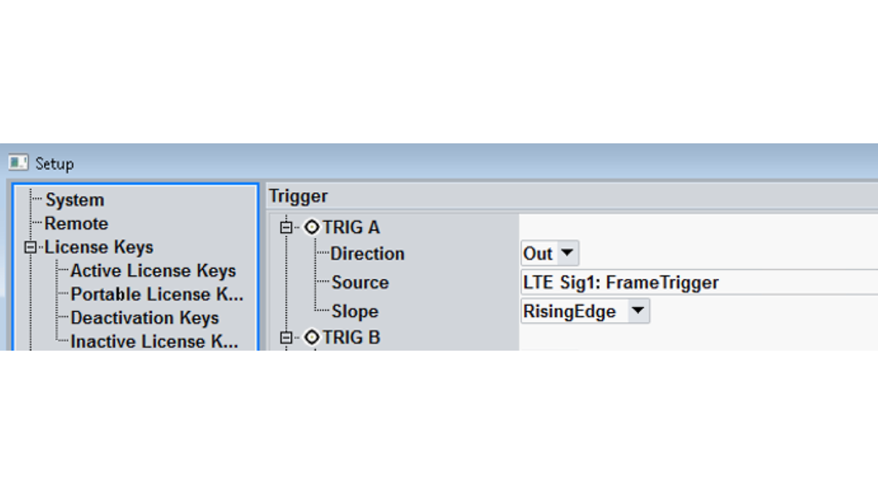 Setup in the "Trigger" user interface