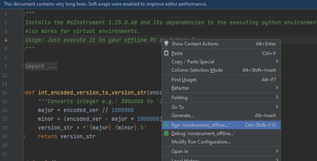 How to manually install RsInstrument in Pycharm on a computer without ...