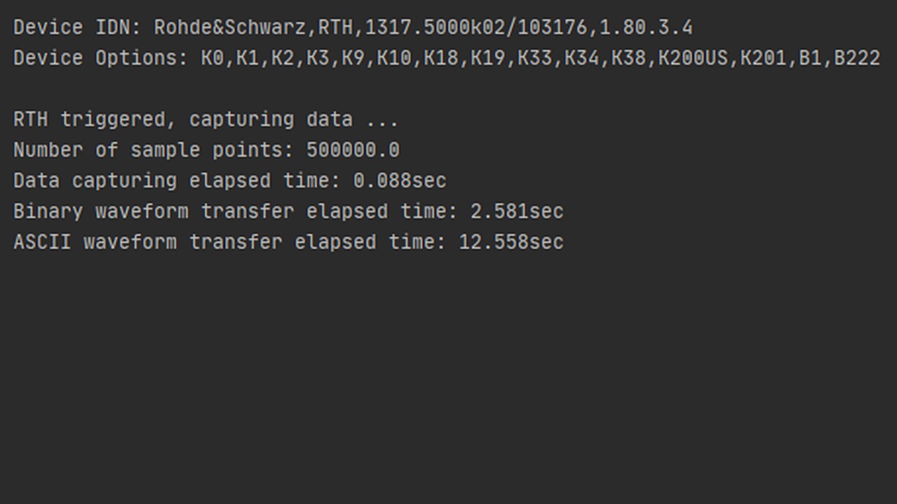 RTH Python Example | Transfer waveform data + screenshot | Rohde & Schwarz
