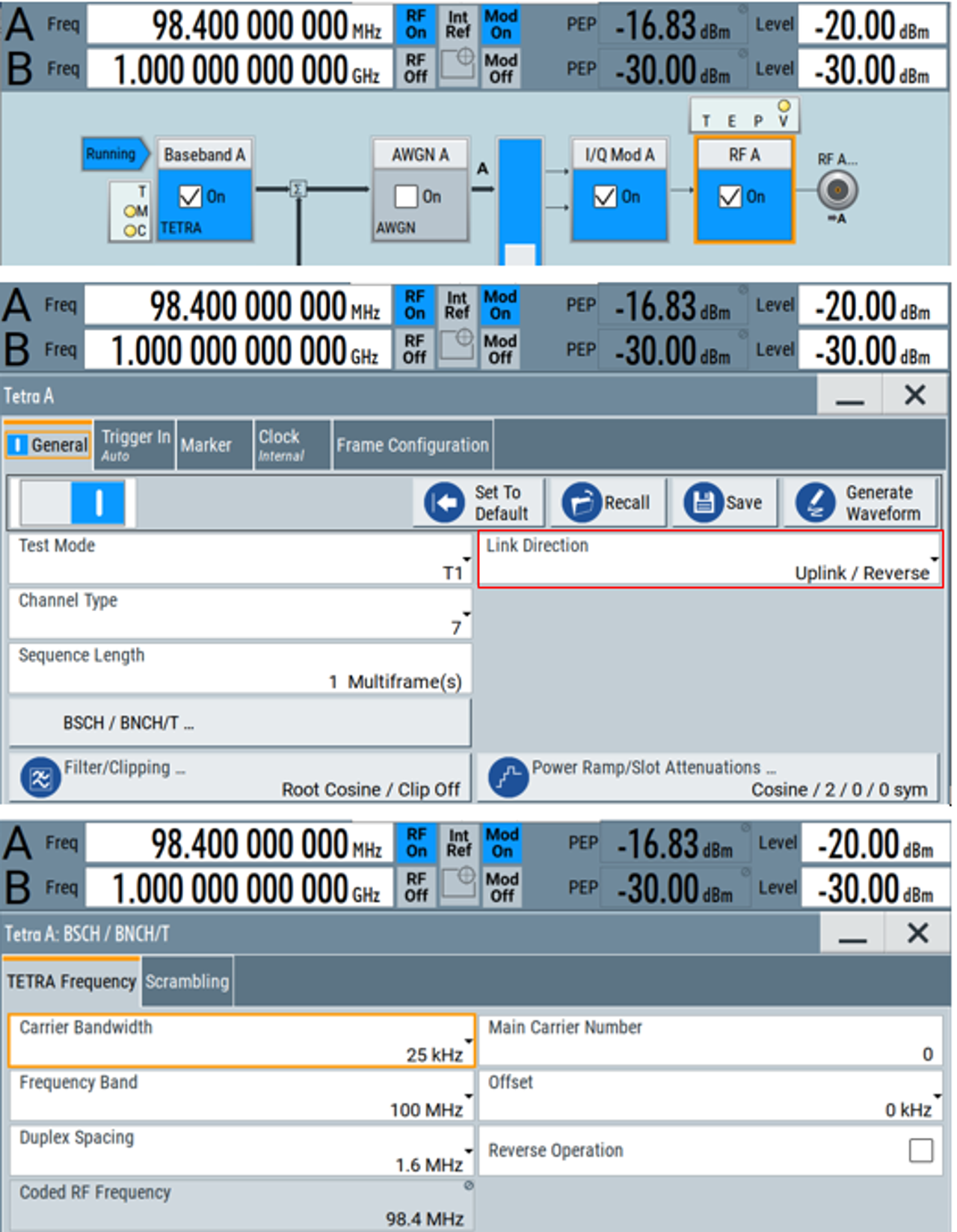 Tetra modulation dialog