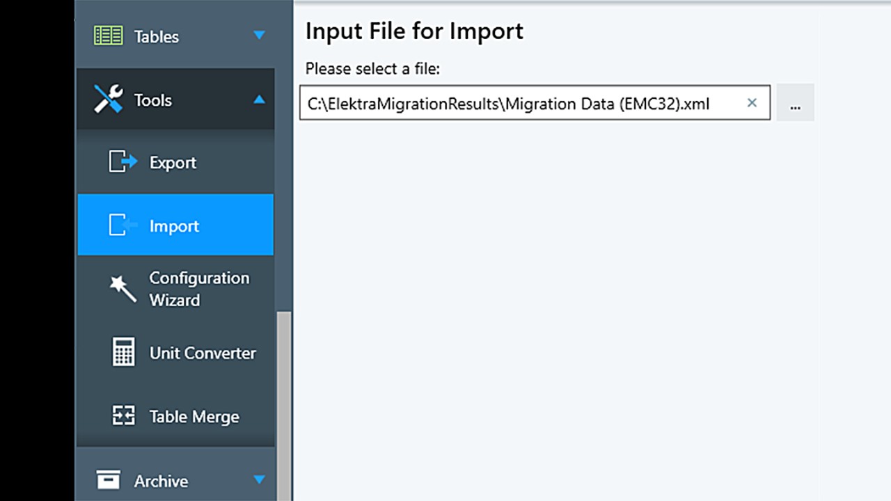 Input file for import