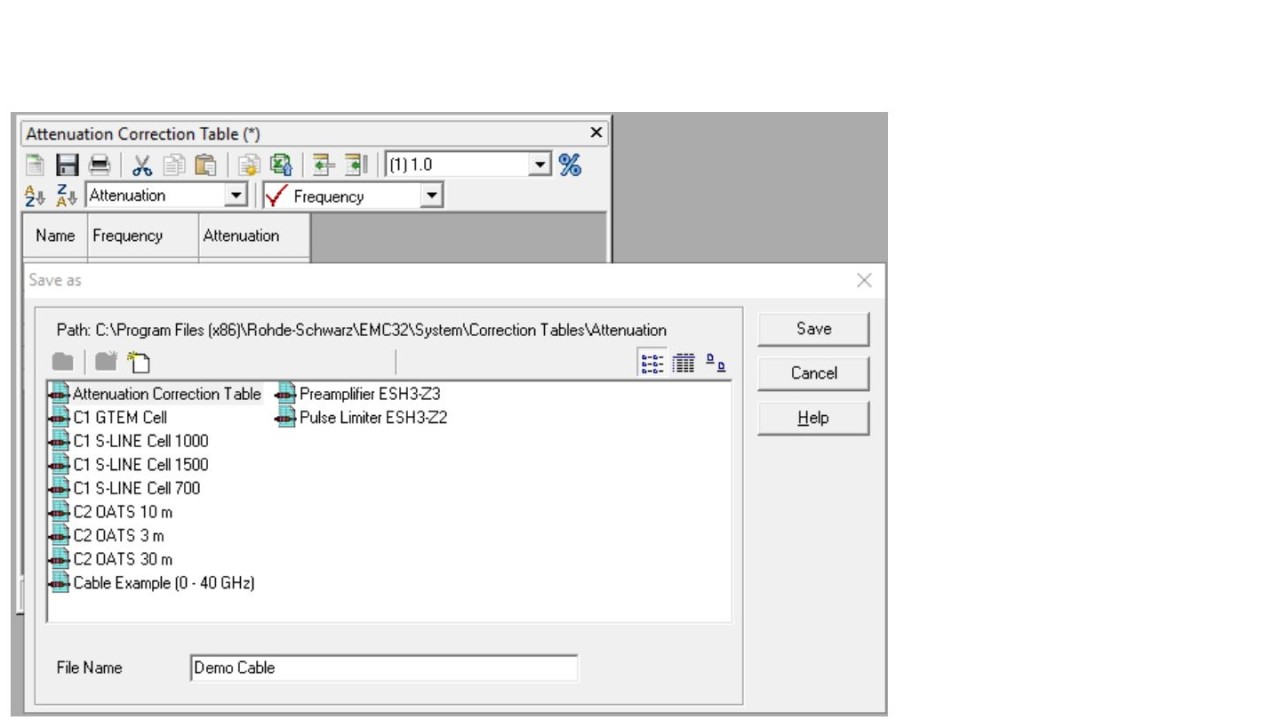 EMC32: Add attenuation table to Signal Path - screen 4