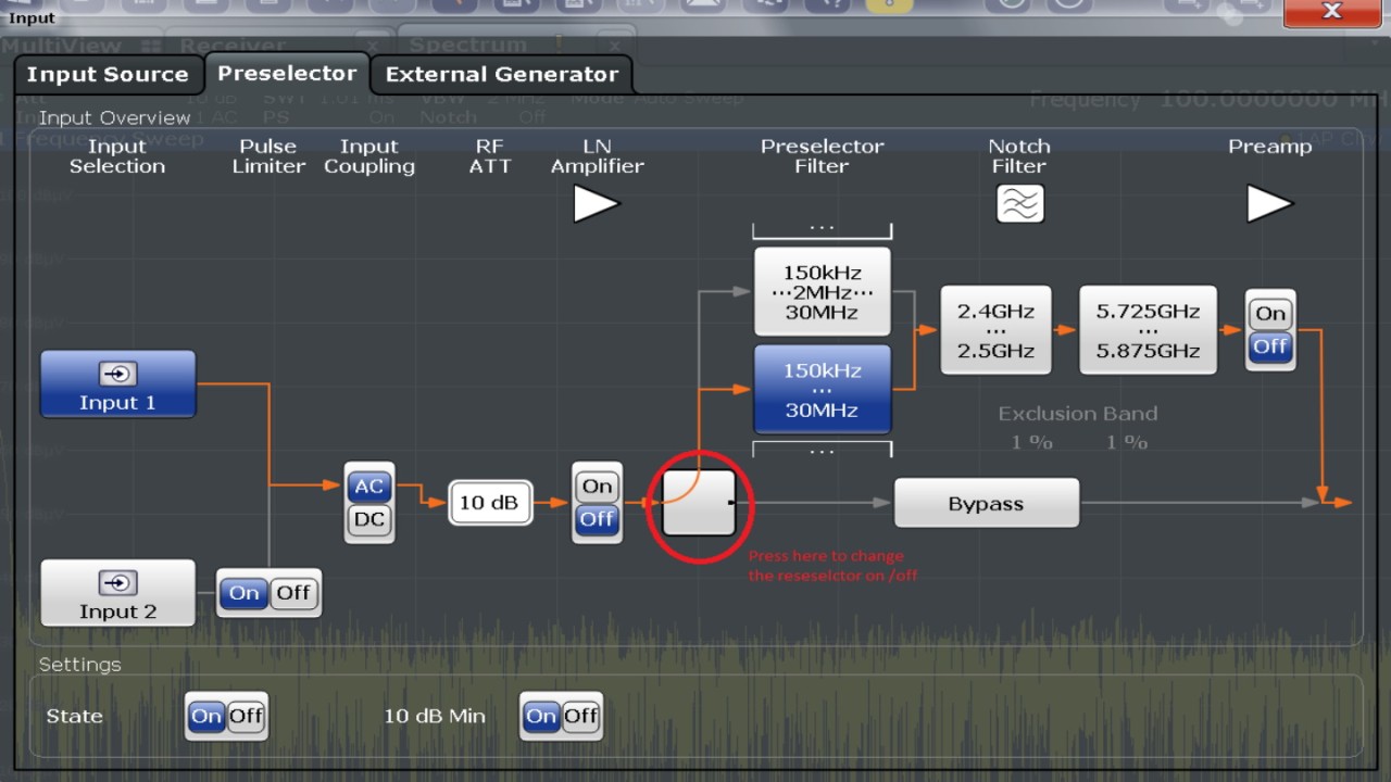 How to set the preselector to off