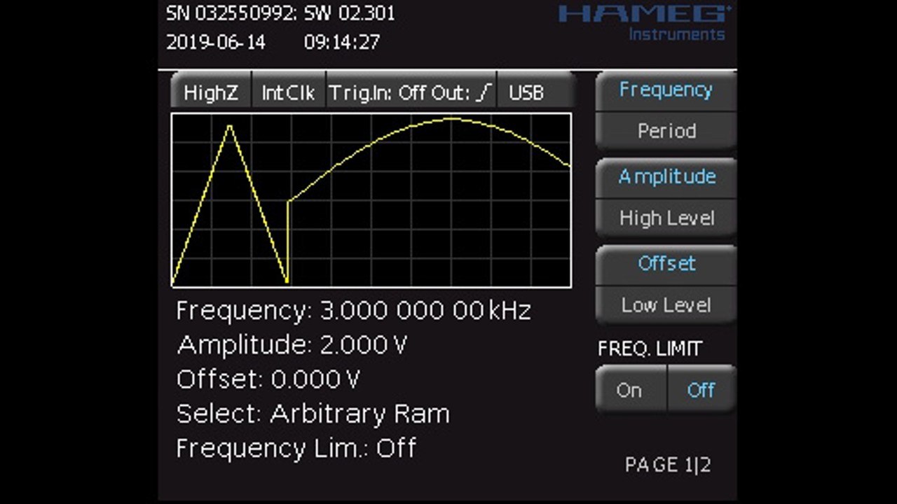 Remote control of HMF2550 with arbitrary waveform